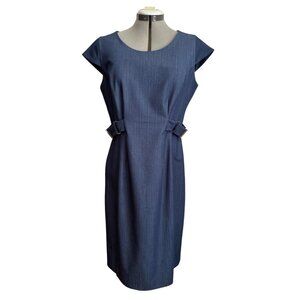 Calvin Klein Womens Cap Sleeve Sheath Dress Size 10 Blue Polyester/Rayon